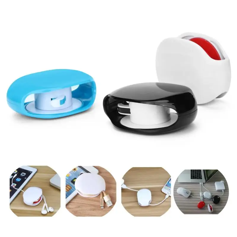 New1Pcs Reader Charger Retractable Cable Wire Cord Wrap Organizer Automatic Cord Winder For Headphone Earbud USB Cables