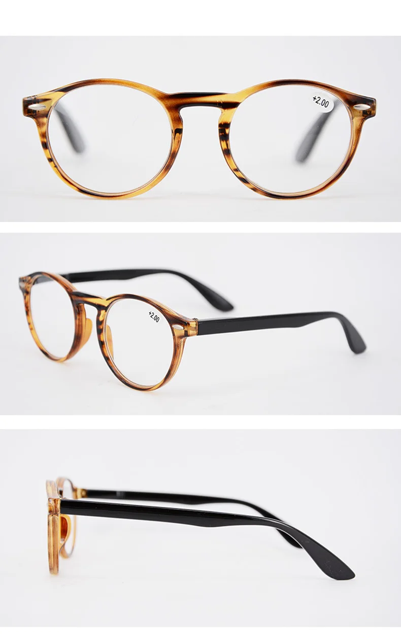 Frauen Männer Leopardenmuster Lesebrille 0 ~ + 4,0 Runde Rahmen zum Lesen Weibliche Mode Vintage Klare Brillen – Detail 8