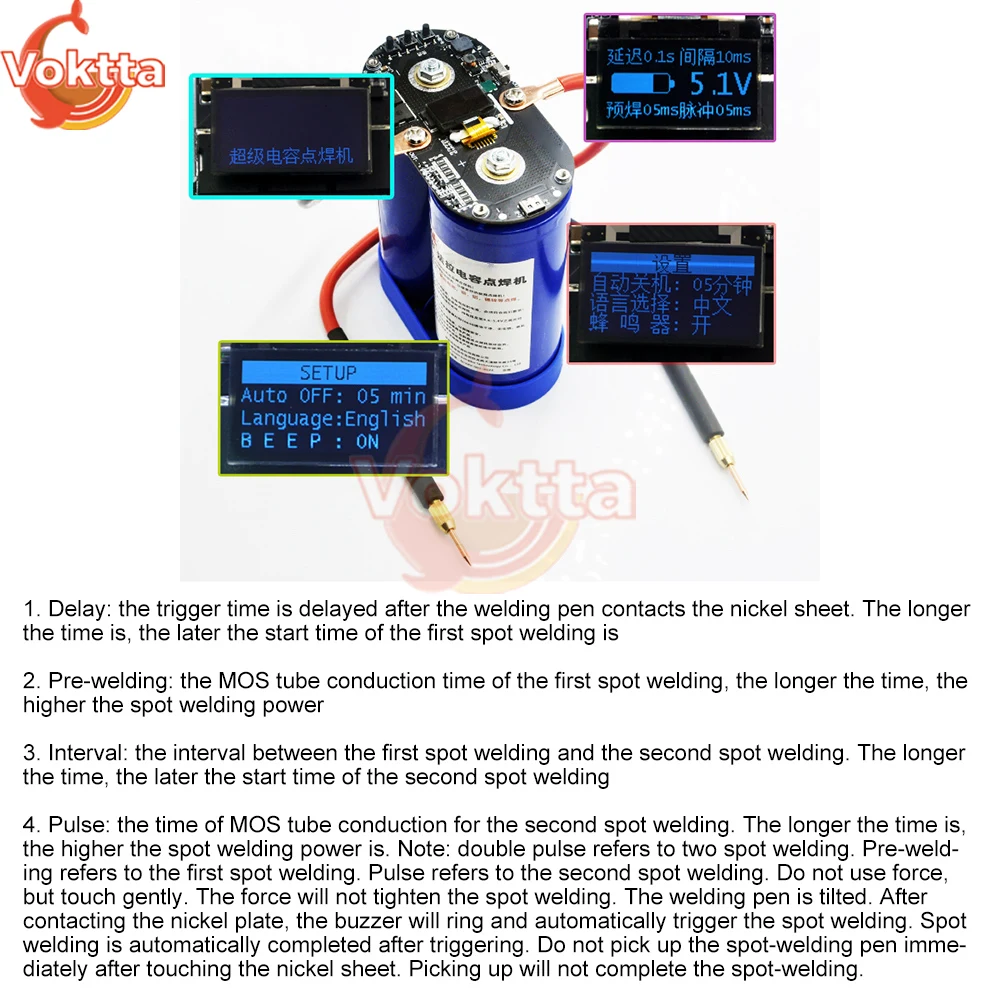 Imagem -06 - Soldador de Ponto Portátil Controle Inteligente Farad Capacitor Máquina de Solda a Ponto Placa de Controle de Soldagem de Alta Potência com Caneta de Soldagem