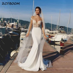 Vestidos De novia De sirena De encaje con apliques De hombros descubiertos personalizados para mujer 2024 vestidos De novia De cola De corte Vestido De novia