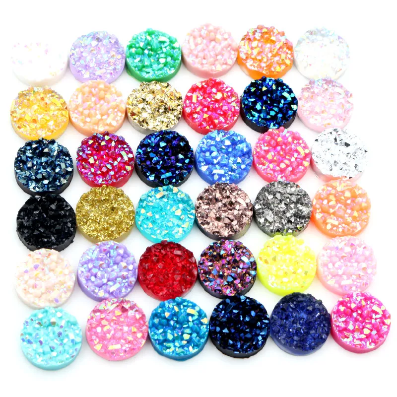 Nowa moda 40 sztuk 8mm Mix kolorów AB naturalna ruda Style mieszkanie powrót kaboszony z żywicy dla bransoletka kolczyki akcesoria