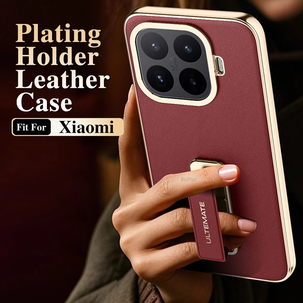 Luxury Plating Leather Back Case For Xiaomi Mi 17T PRO Mi17T Alloy Wristband Holder Camera Protection Original Cellphone Capa