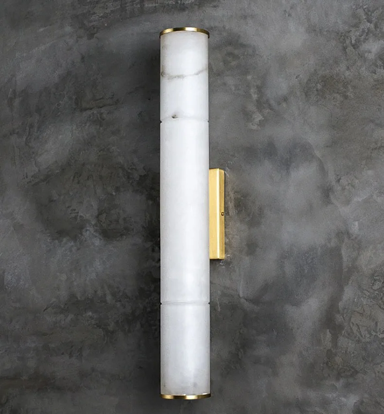 Cylindrical Natural Marble LED Wall Lights Copper