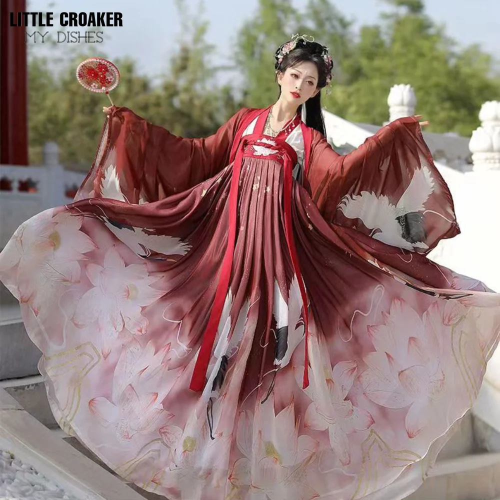 

2023 Halloween Chinese Style Red Hanfu Cosplay Costumes Dresses for Woman Stage Wear Folk Dance Robe Hanfu Tang Suit Hanfu Dress