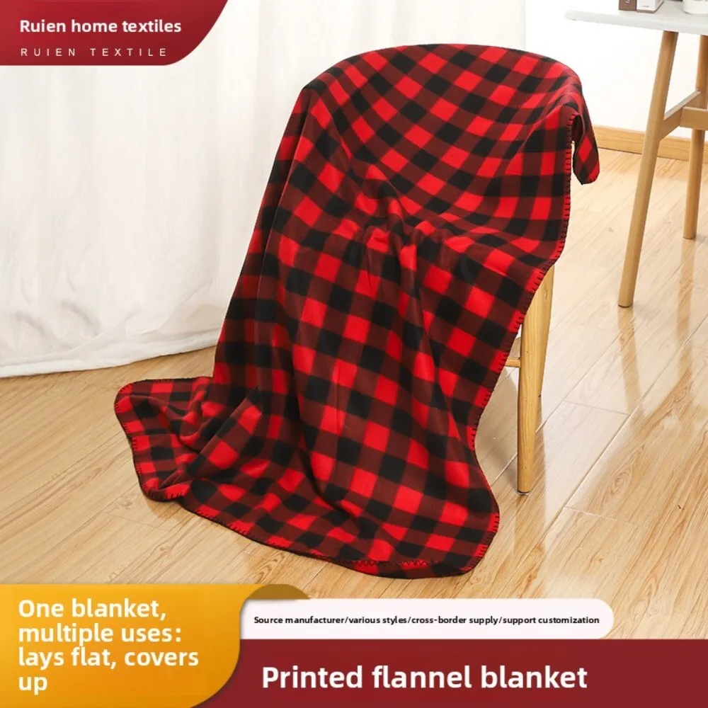 

Double Layer Red Black Plaid Flannel Blanket for Car Office Nap Cozy Soft Warm Throw for Adults Unisex Bedding Couch Travel