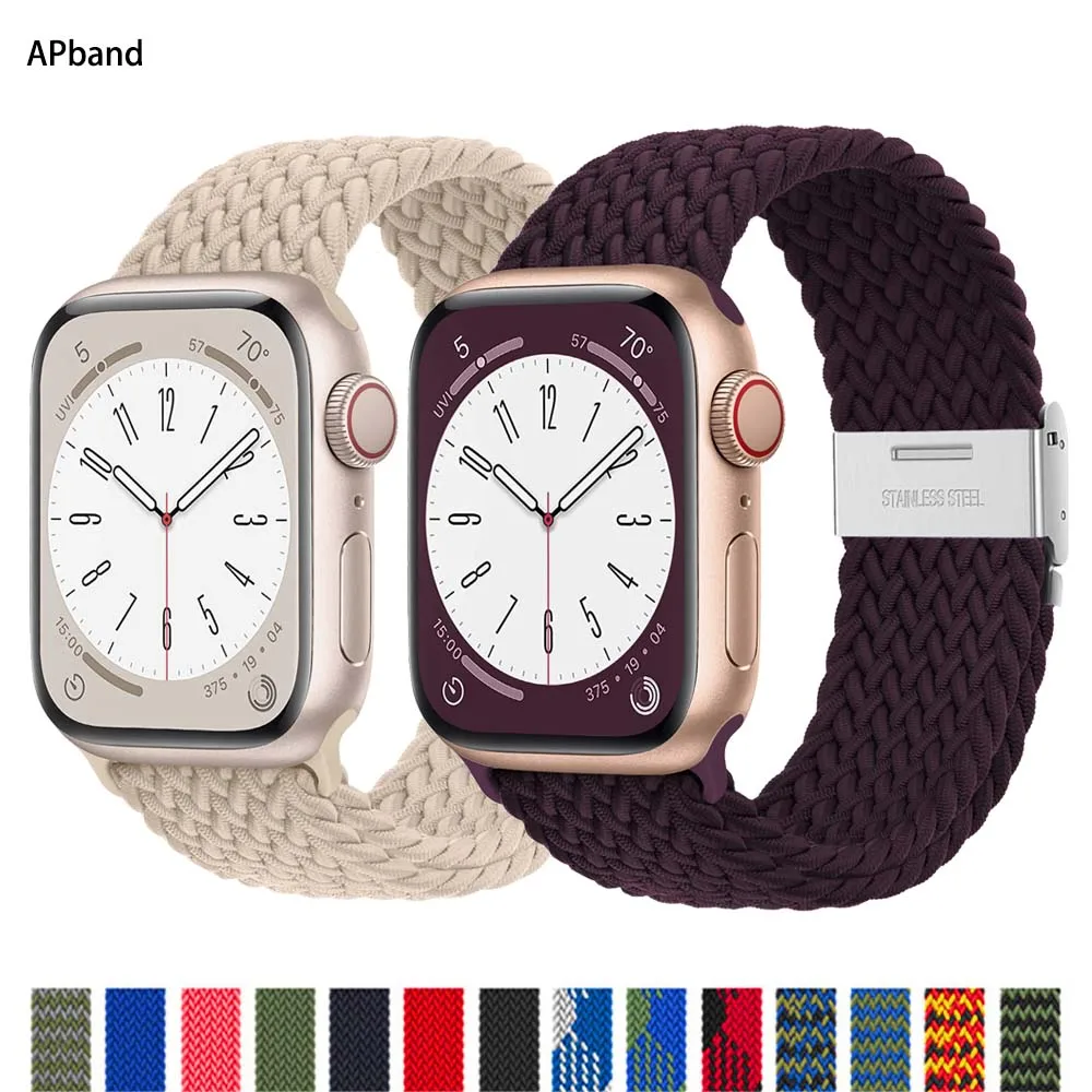 Geflochtenes Solo Loop Armband für Apple Watch Band 49/45/44/40/41/42/38mm, elastisches Nylon-Armband für iWatch Serie 11 10 7 8 9 Ultra 3 SE3