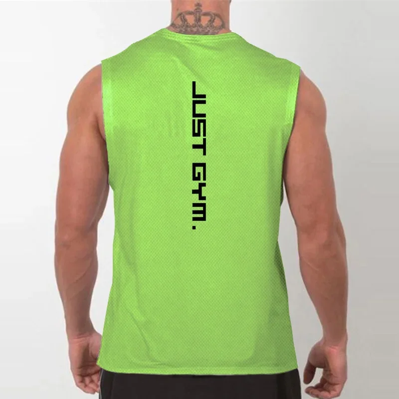 Brand Men's Clothing Gym Fitness Fashion Tank Top Casual Bodybuilding Training Singlets Trend Muscle O-Neck Mesh Vest