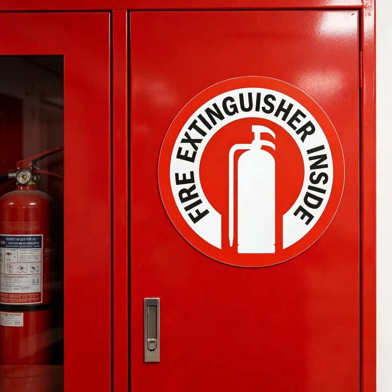 6Pcs Fire Extinguisher Label Sticker Used for Office Safety Pet Warning Signs Bright Red and White Durable Vinyl Adhesive