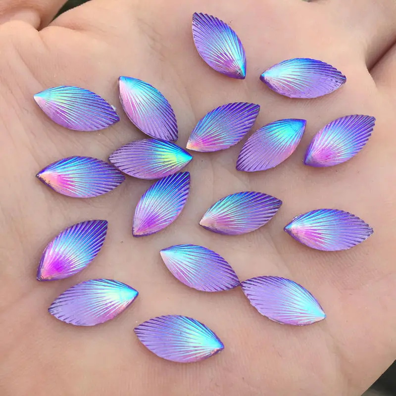 7*15mm Shell Horse Eye Shape AB Rhinestone Clothing Accessories Phone Flat Back Party Decoration.80pcs -A34