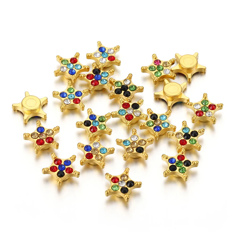 50Pcs Pentagram Rhinestone Beads Chip 11mm Crystal Star Loose Bead for DIY Hairpin Jewelry Making Dress Accessories Wholesale