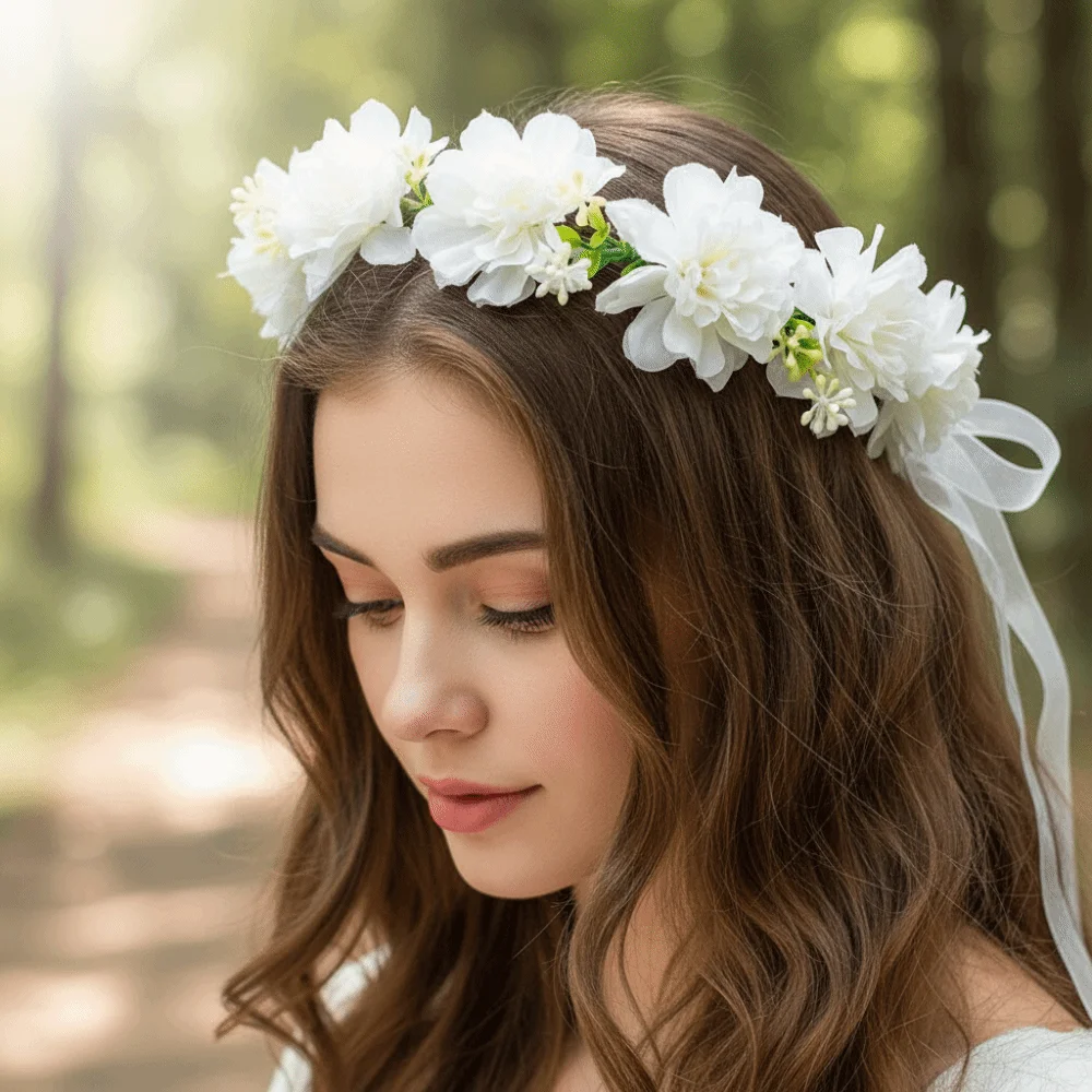 

Luxury Bohemia Style Bride Garland Thai Simulation Flower Simulation Wreath Adjustable Hair Ornaments Wedding Headwear Summer