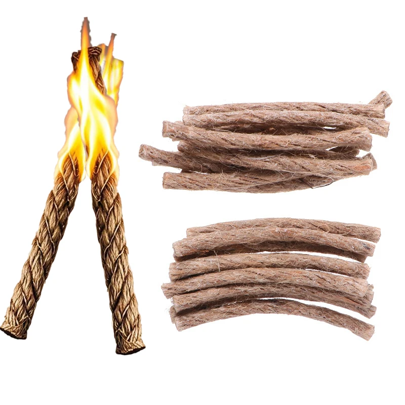 50 Stück Feuerstarter-Seil für Camping, perfekte Feuerstarter für Grube, Kampfeuer, Kamine, Kamin, Bonfire, Grill-Holzofen, Camping-Essentials