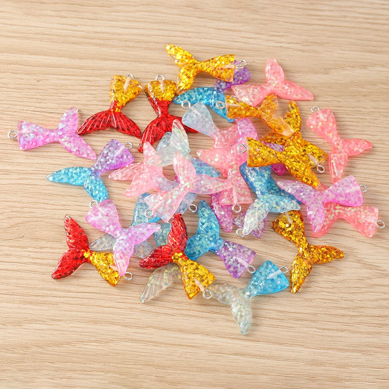 Tusember 10 قطعة صفارة الإنذار اللطيفة الملونة الراتنج ذيل السمكة حورية البحر السحر DIY بها بنفسك القرط سوار المفاتيح المعلقات مجوهرات اكسسوارات #1
