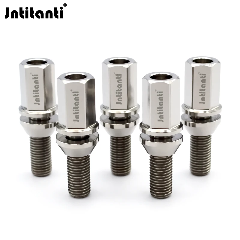 

Jntitanti car wheel bolt M14*1.25*28-45mmfloating washer cone seat long head Gr.5 titanium hub bolt for BMW MINI Rolls-royces