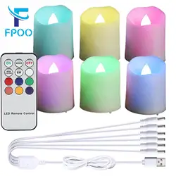 6PCS Akumulatorowe świece Timer Zdalna świeca urodzinowa Walentynki Dekoracja domu Tealights Room Decor Bezpłomieniowa świeca LED