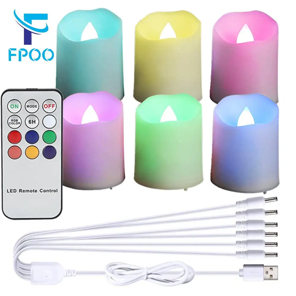 6PCS Rechargeable Candles Timer Remote Birthday Candle Valentine's Day Home Decoration Tealights Room Decor Flameless LED Candle