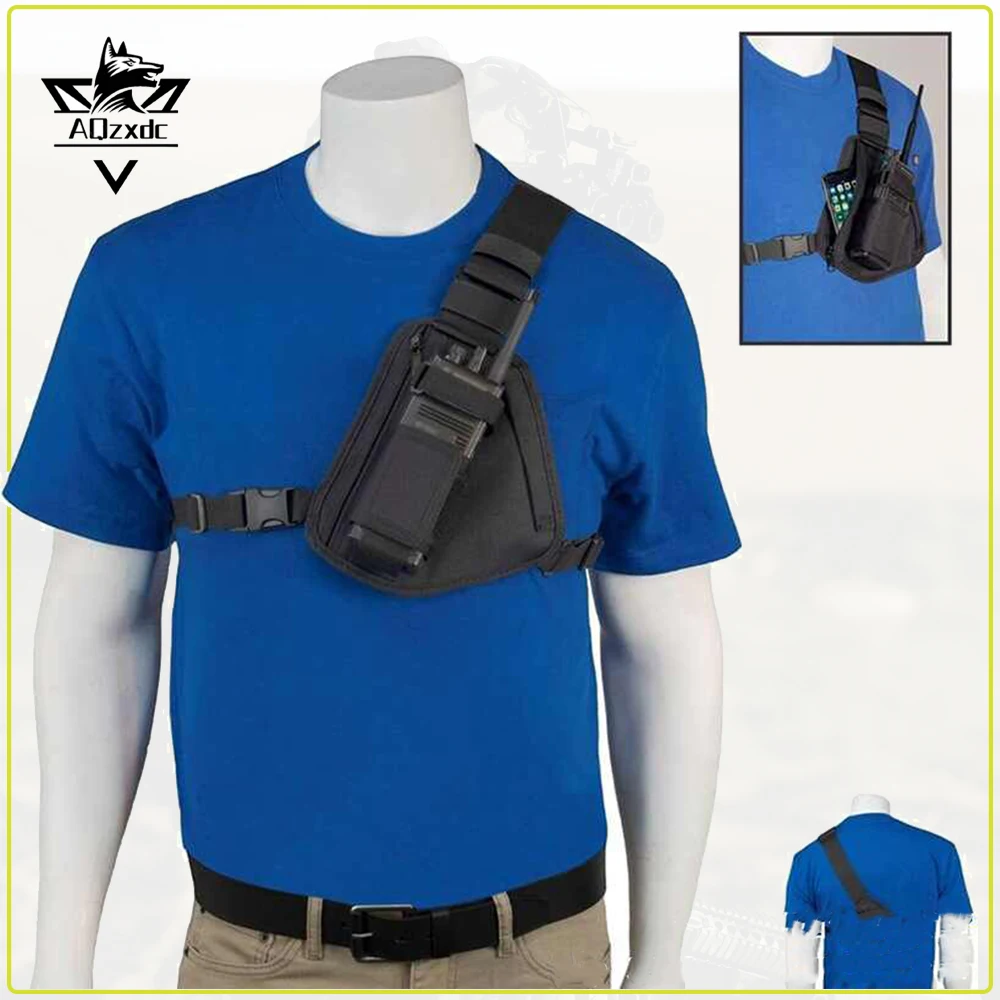 

Tactical Chest Bag Adjustable Walkie-Talkie Protective Case Small Neck Camping Chest Pack with Single Radio Pouch for CS Hunting