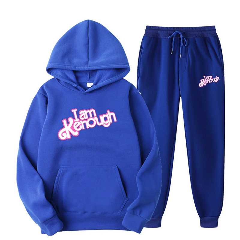 I Am Kenough Hoodies + Pants 2 Pieces Set Men Fashion Casual Sweatshirt Suit Women Harajuku Outdoor Sportwear Pullover Oversized