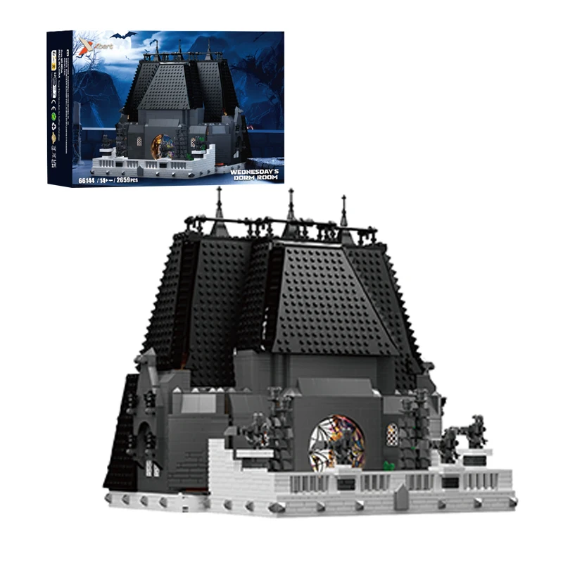 2659 pçs dormitório do quarta-feira vista de rua blocos de construção modelo brinquedos montagem moc casa tijolos ideais natal presentes do dia das bruxas