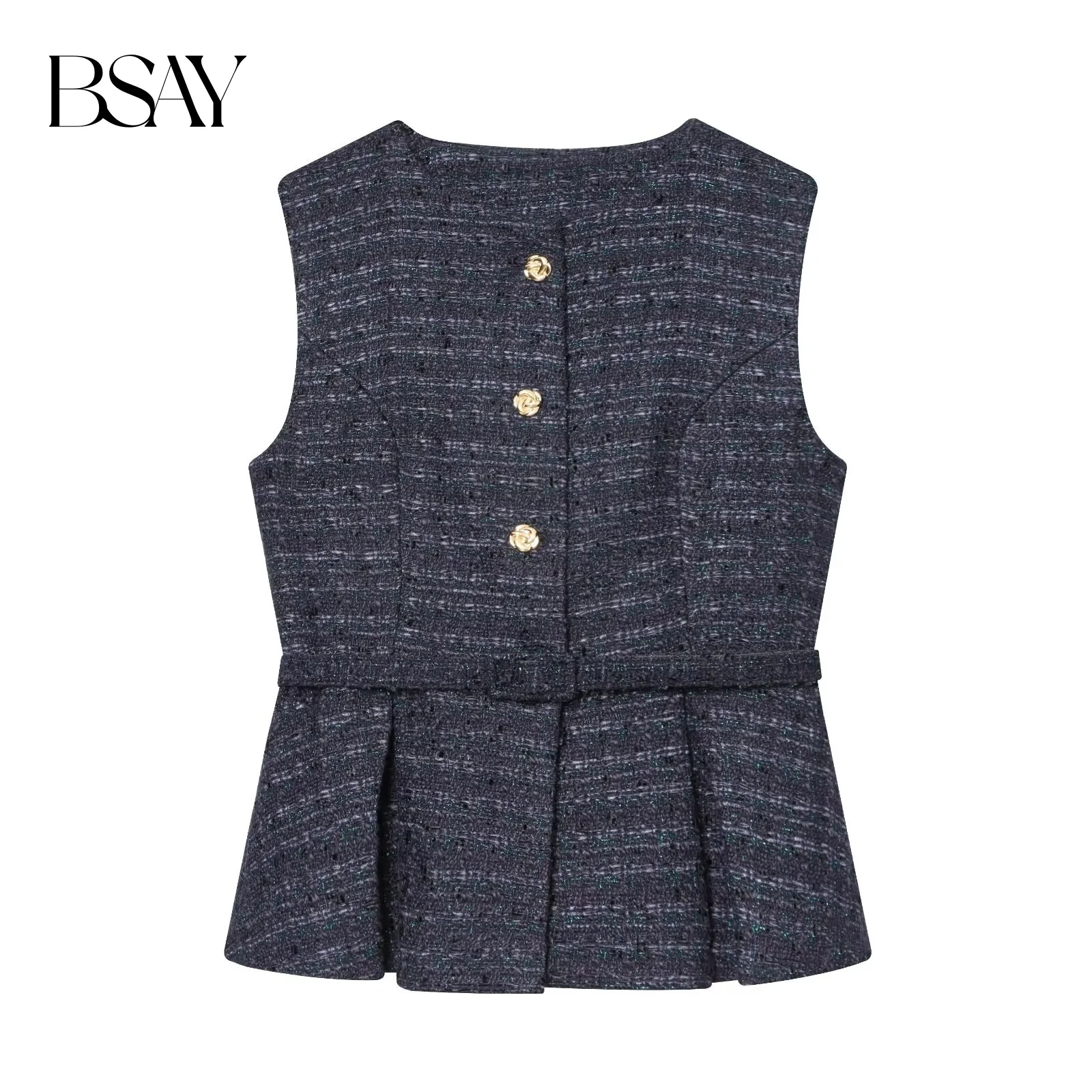 

BSAY Metal Line Decoration Top for Women Fashion Autumn Winter Sleeveless Camisole Tank Chic Female Sexy Streetwear Vest Mujer