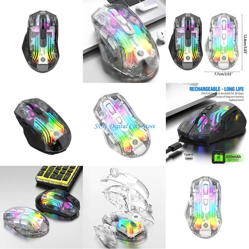 

U75B 3 Modes Bluetooth-compatible Wireless Mouse RGB Gaming Mouse 800-3600DPI