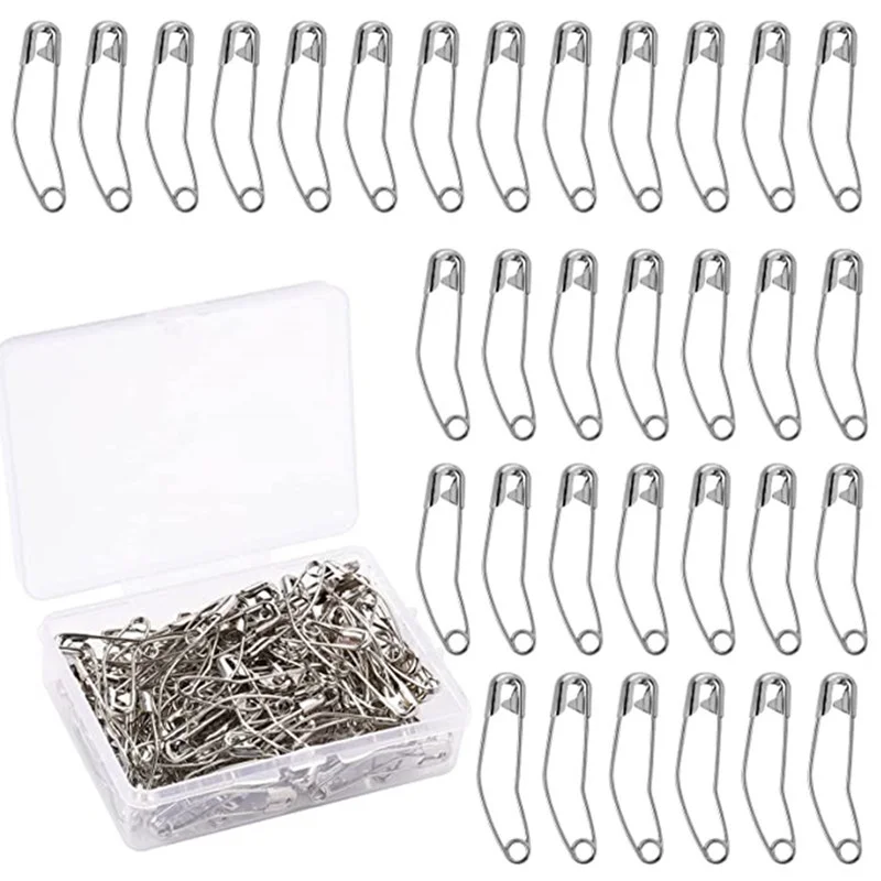 

60/100pcs/box Curved Safety Pins Silver 38mm Sewing Pins Quilting Knitting Bending Pin for DIY Blankets Crafts Brooch Making