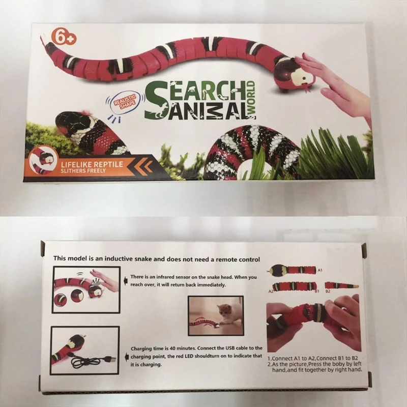 Interactive Cats Toy Funny Teasing Toy Rechargeable Electric Crawling Snake Toy