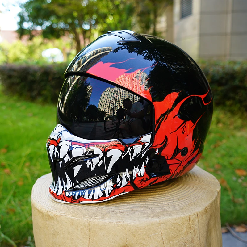 Scorpion Retro Motorcycle Helmet Removable Front Module Transparent Lens M L XL XXL Sizes Available for Motorbike Safety Gear