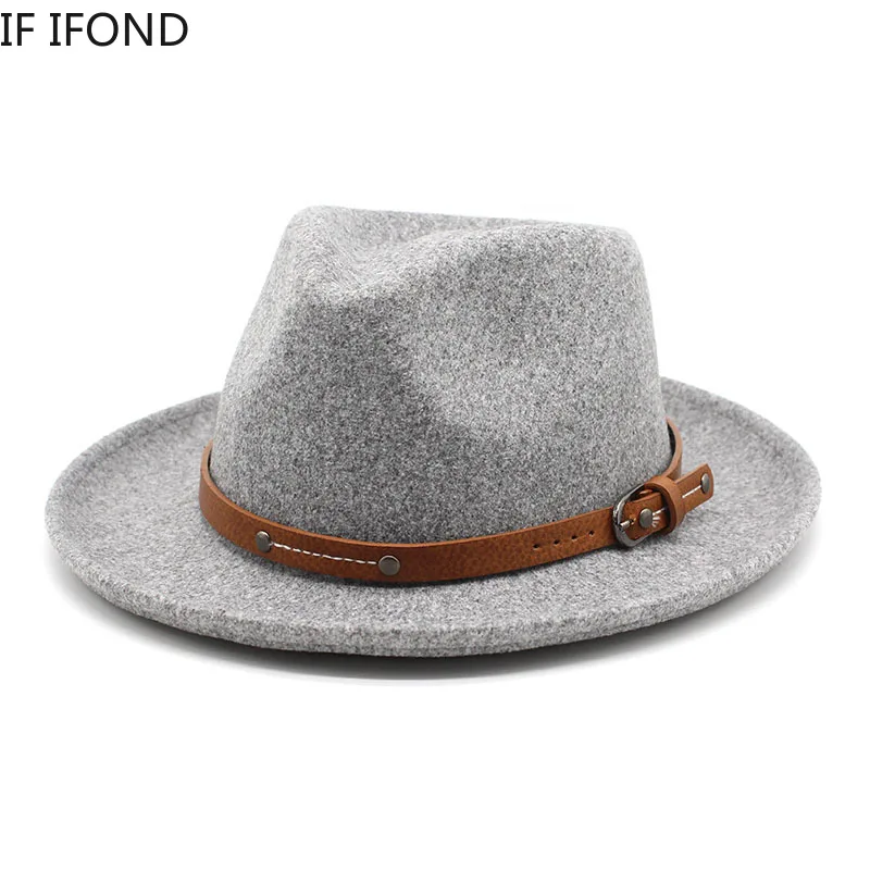 New Vintage Wool Soft Wool Felt Fedora Hat For Men Women Autumn Winter Curved Brim Trilby Jazz Hat Gentleman Party Dress Cap