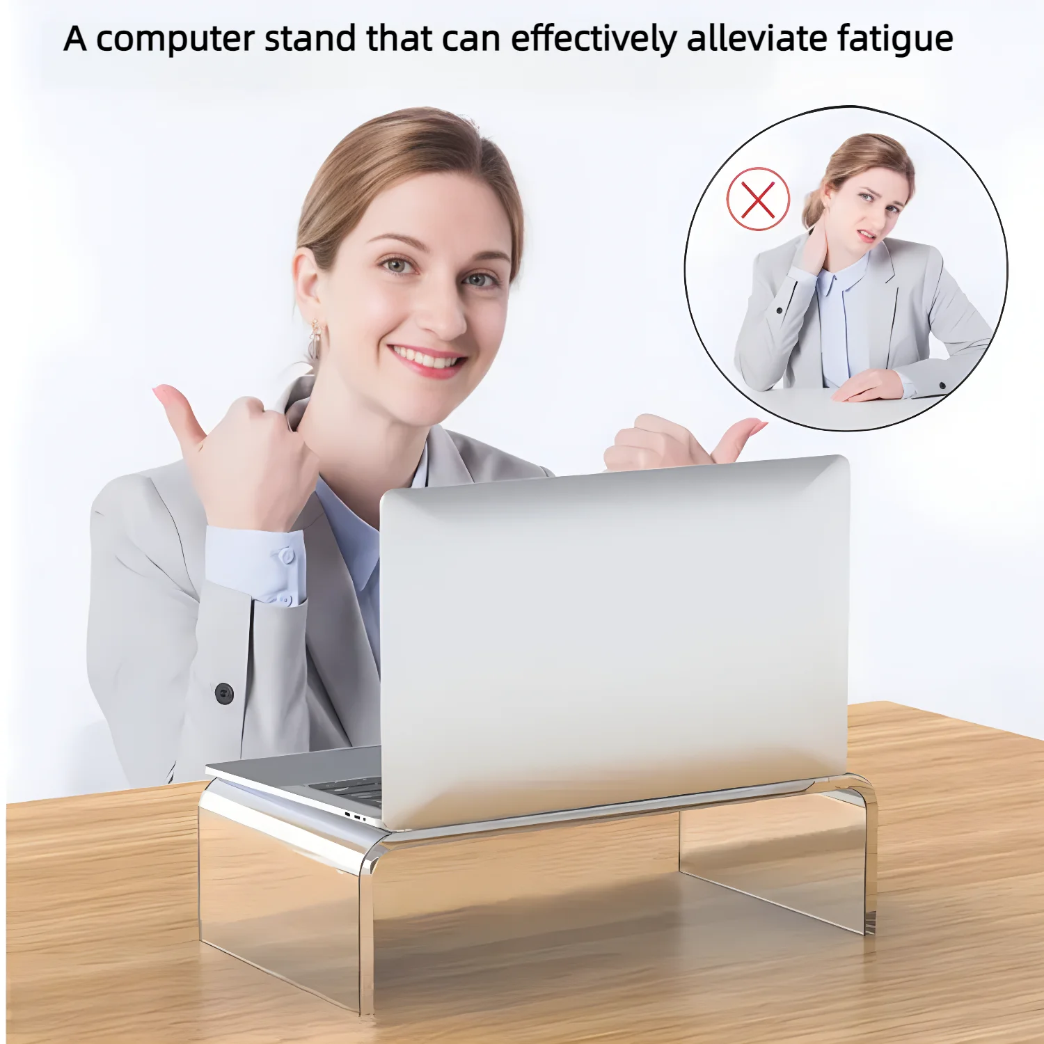 1pcs,Acrylic Laptop Stand Clear Desktop Computer Riser Table Space Save Storage Stand Desk Organizer for Laptop Computer Monitor