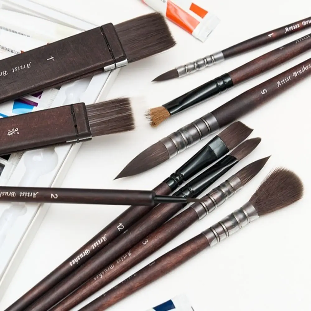 10Pcs 10Pcs/Set Nylon Hair Brushes Painting Brush Set Wooden Handle Animal Hair Paint Brush Pen Set Premium Art Supplies Oil