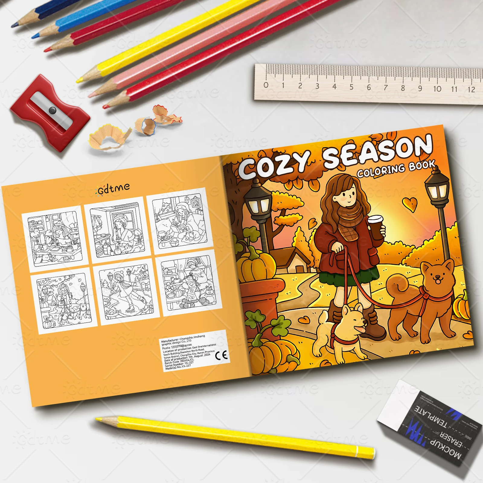 Libro para colorear de temporada acogedora para adultos con patrones de dibujos animados en negrita y fácil para relajarse, libros de dibujo de pintura DIY para niños