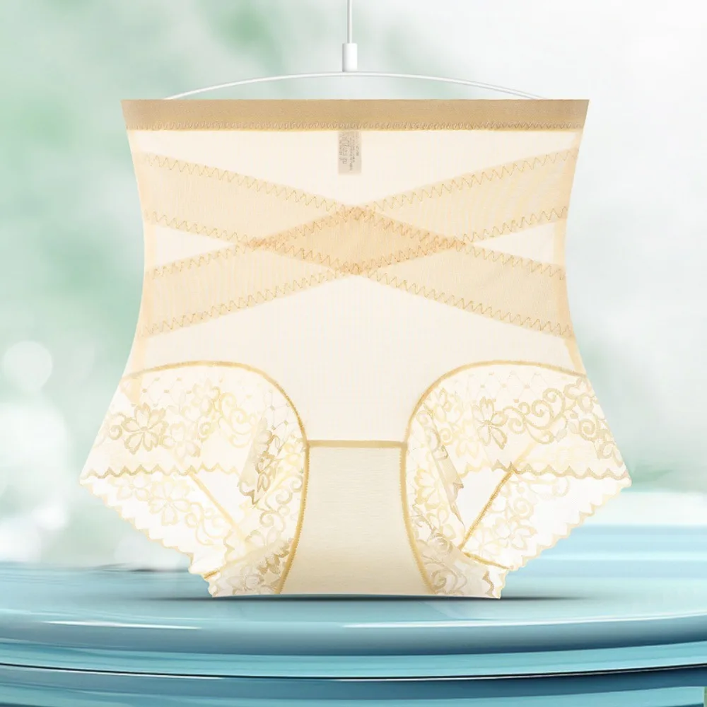 

High Waist Thin Lace Panties Shapewear Tummy Control Underwear Slimming Shapers Belly Contracting Seamless