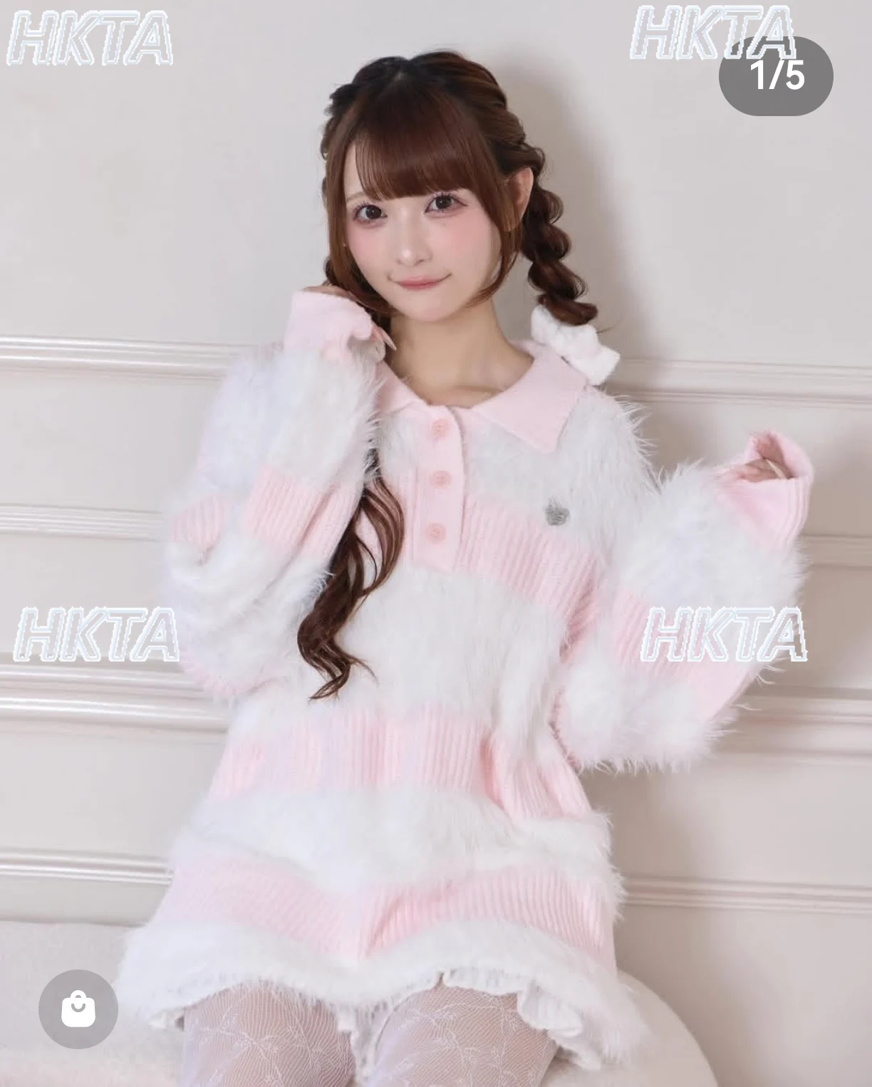 

Japanese Style Women Sweater Elegant Sweet Cute Lolita Girls Turn-Down Collar Striped Fluffy Knitted Dress Winter New Sweaters