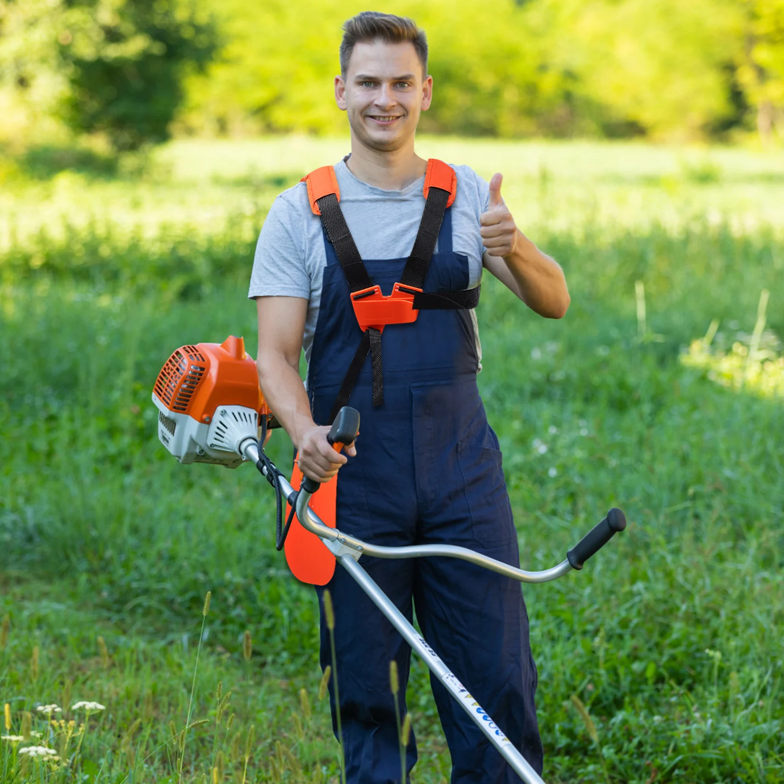 

Orange Lawn Mower Strap Adjustable Grass Trimmer Shoulder Belt Weed Brush Garden Accessories Durable Comfortable
