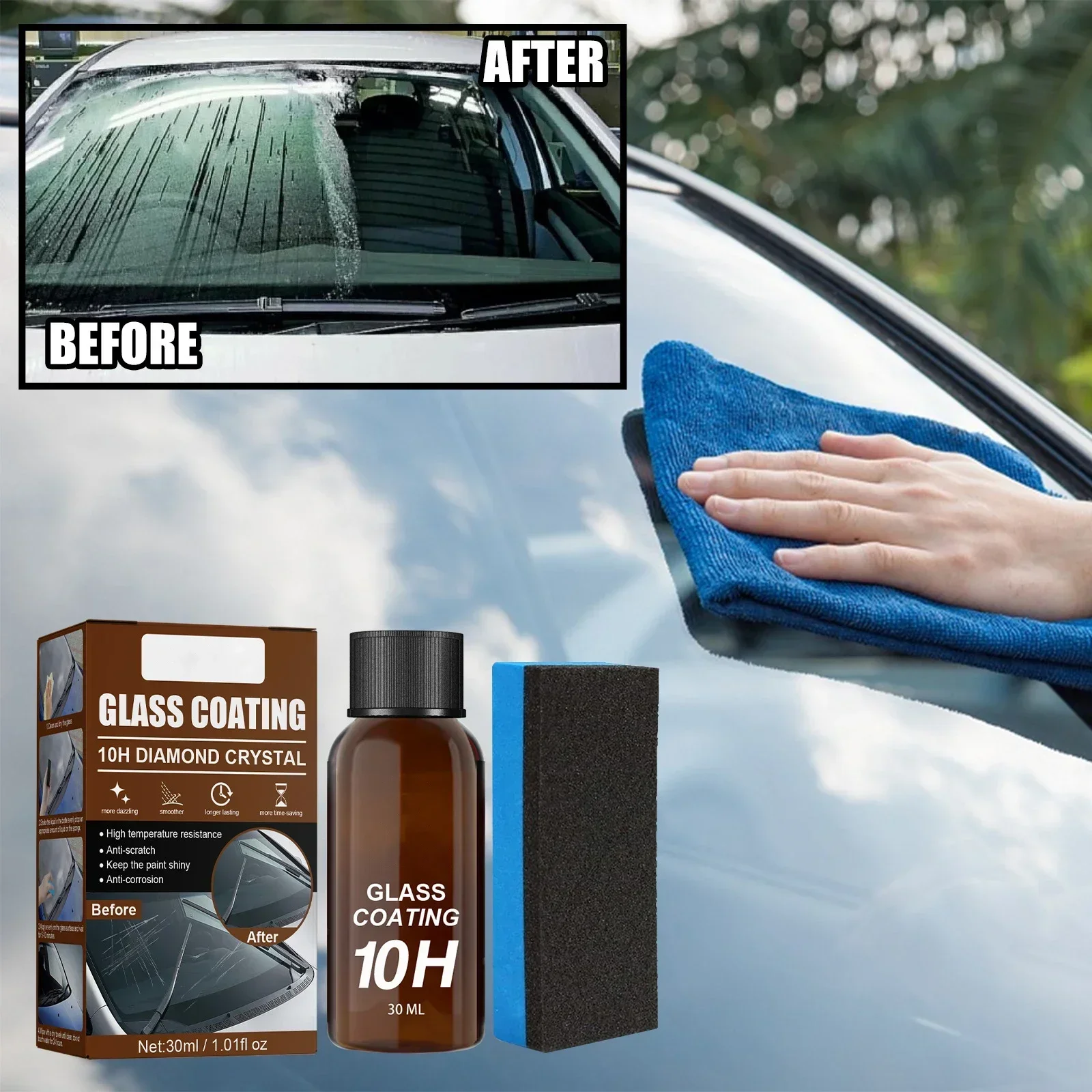 Revêtement de verre liquide céramique pour voiture, 10H, revêtement rapide, bouclier de haute protection, polissage hydrophobe