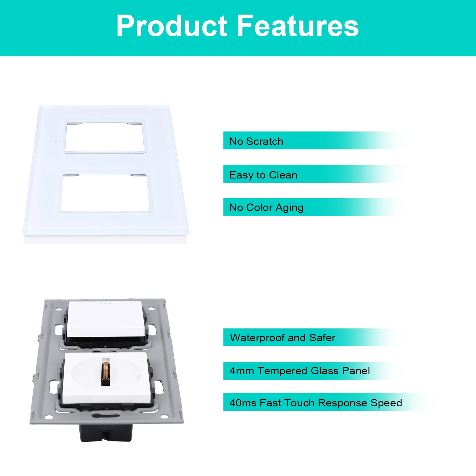 Bingoelec 1/2/3Gang 1/2way Wall Light Push Button Switch with 3.1A USB Socket Glass Panel Fast Charging Outlet Home Improvement