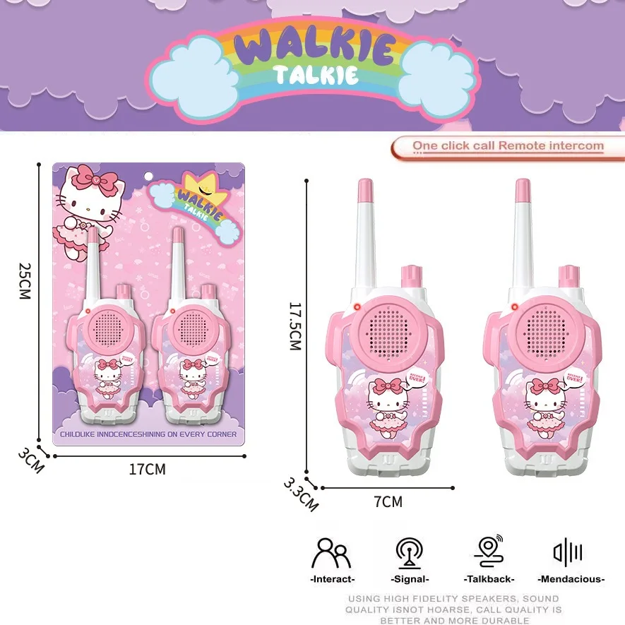 Walkie Talkie Hello Kitty Kartun Portabel Radio Dua Arah Mini Walkie Talkie Transceiver Genggam Interaktif Hadiah Natal Mainan