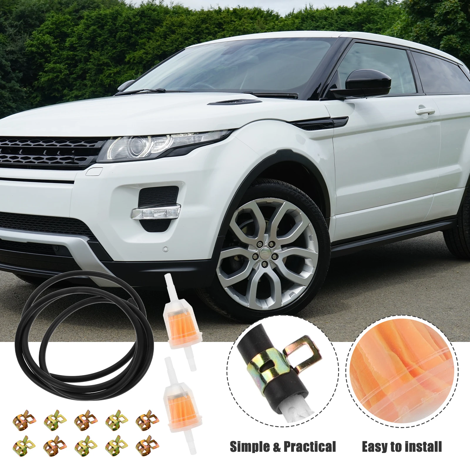 

1 set Fuel Line Kit Rubber Hose Clamps Filter Universal Motorcycle Automotive Pipe Accessories Engine Element