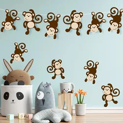 Felt Monkey Jungle Party Decorations Monkey Cutouts Forest Party Supplies Felt Animal Hanging Jungle Themed Felt Monkey Hanging