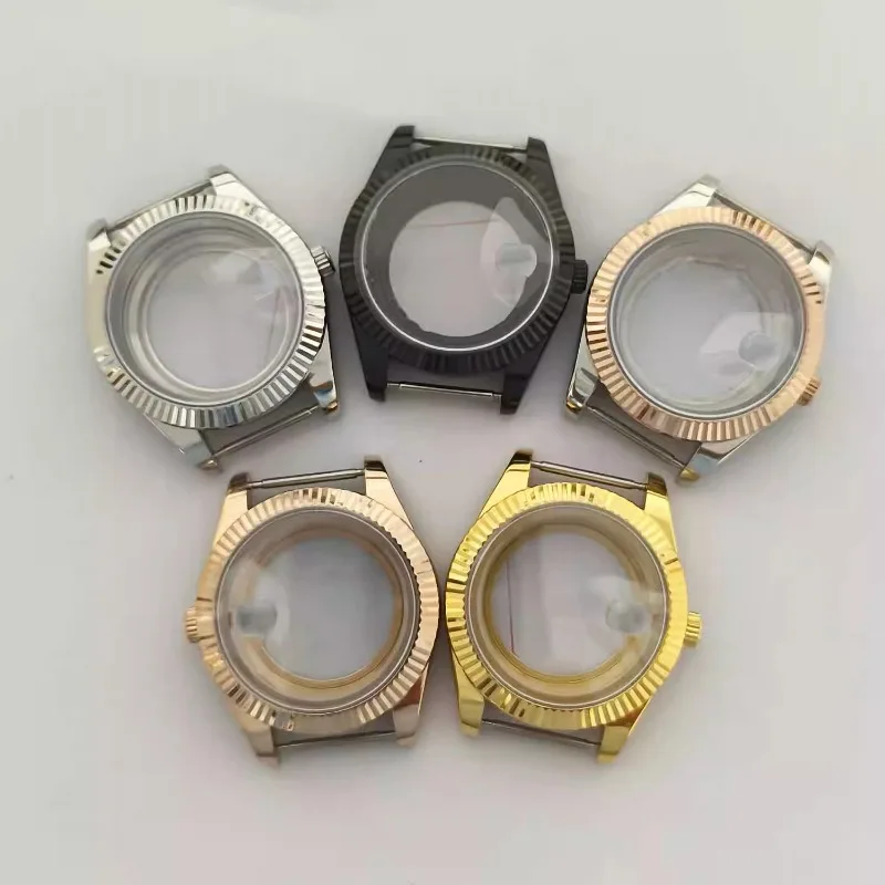 41mm Black Rose Gold Watch Case See‑through Back Sapphire‑Style Glass For 8285 Movement Mod Accessories