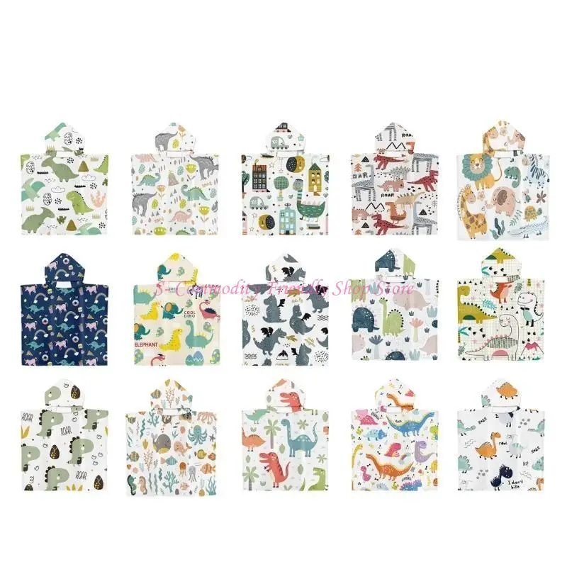 

85AE Пляжное полотенце с капюшоном для малышей, накидка, детский хлопок, мягкий быстросохнущий, впитывающий материал