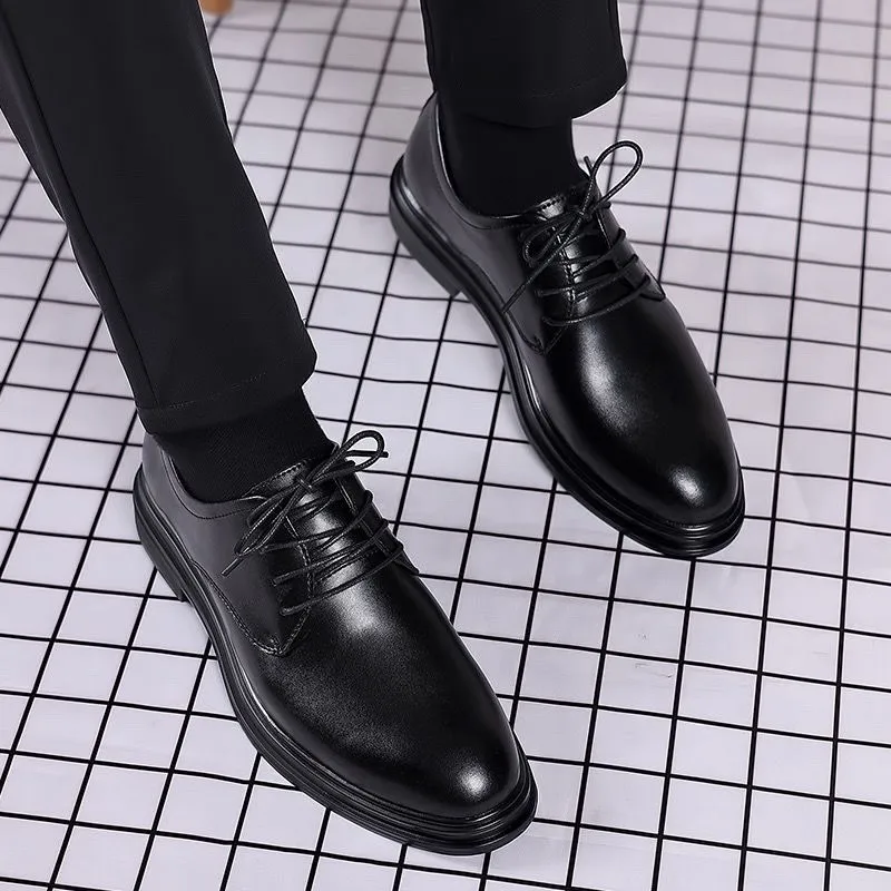 

Business Casual Wedding Groom Shoes Soft Bottom Black Leather Men's Footwear Breathable Upgraded PU Material Style