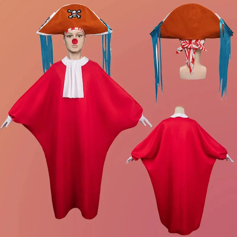 Boogie Role Play Jumpsuit Merah Topi Sarung Tangan Anime One Piece Cosplay Kostum Pria Dewasa Roleplay Fancy Dress Up Pakaian Pesta