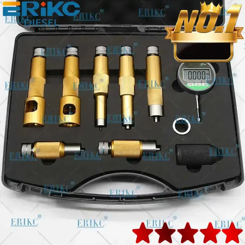 ERIKC Injector Gaskets Shims Lift Measure Instrument E1024007 CR Fuel Injector Nozzle Washer Space Testing Tools Set Black color