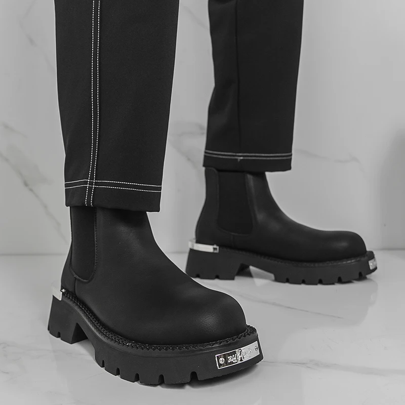 جلد طبيعي تشيلسي الأحذية للرجال الانزلاق على عادية عالية الجودة حذاء من الجلد خمر نمط الأعمال الأحذية كل مباراة #2