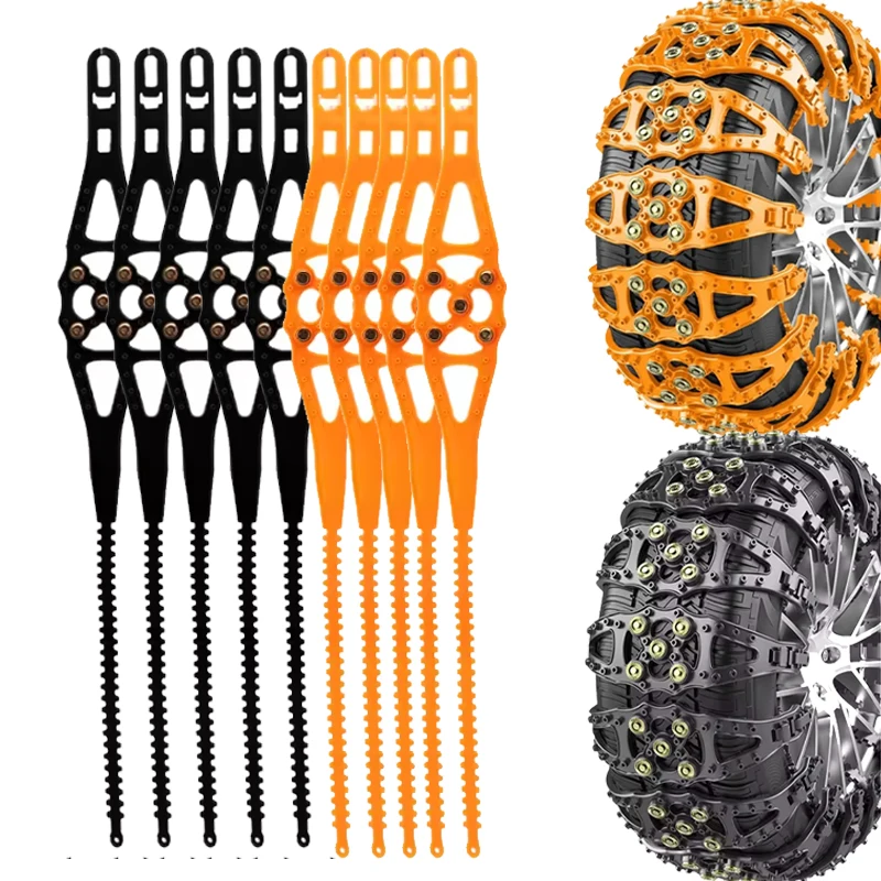 All-Vehicle Snow Chains Quick Fit Anti-Skid Design for Cars SUVs Trucks on Icy Roads Winter Snow Driving Easy Installa