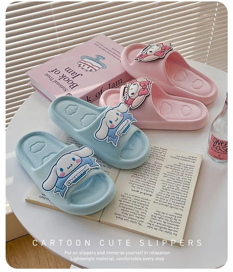 Sanrio Kuromi Cartoon Damen-Wolkenpantoffeln, Atmungsaktive Rutschfeste Innen-/Außenpantoffeln mit Niedlichem Kawaii-Design – Detail 12