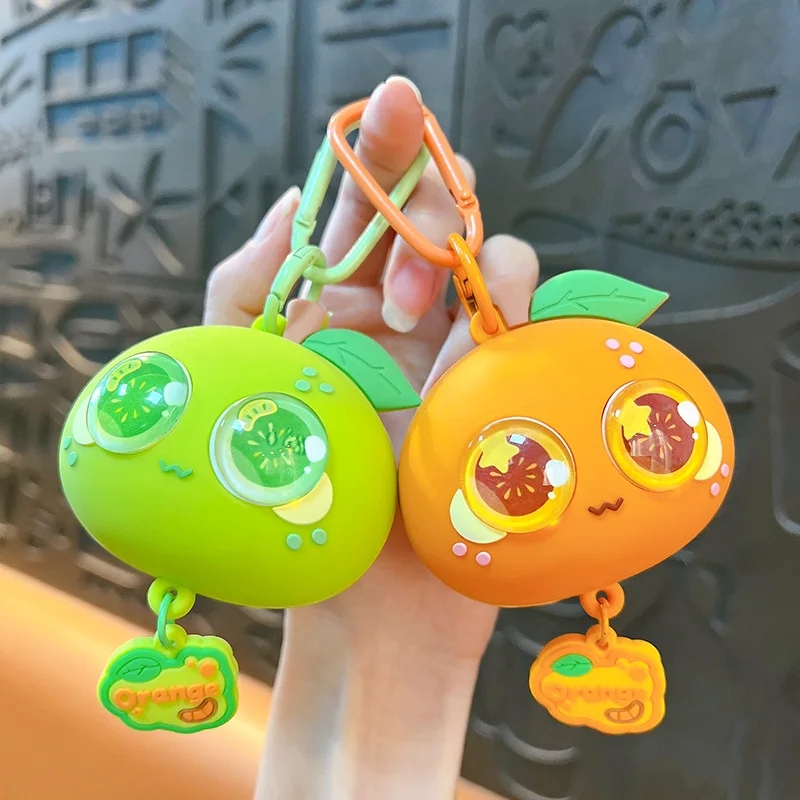 Lovely Big Eyes Orange Keychain Pops Out When The Eye is Squeezable Key Chain Stress Relieving Squeeze Toys Keyring for Kids