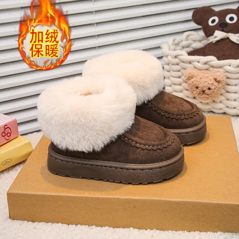 فو الفراء الصلبة بولي Girls الفتيات الثلوج أحذية الشتاء الدافئة أفخم رشاقته الاطفال أحذية الموضة لينة أسفل الانزلاق على حذاء قصير للأطفال #3